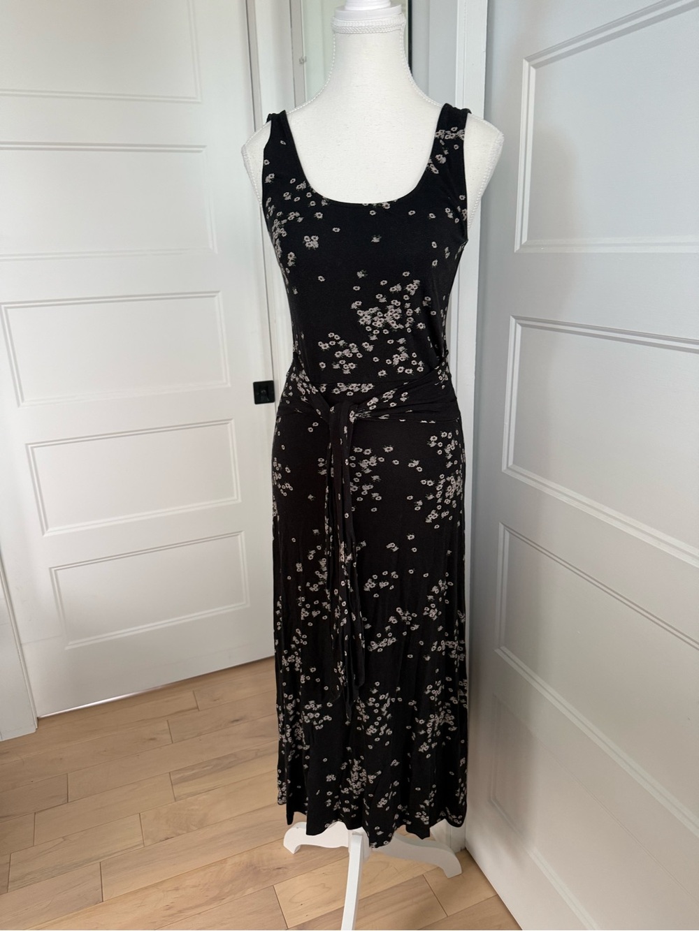 Ted Baker Black Floral Maxi Dress with Tie Detail